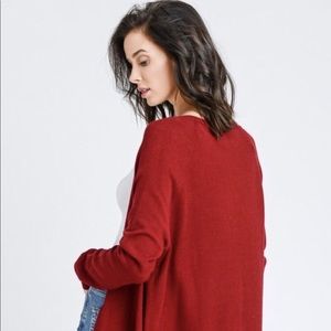 Maroon Pocket Cardigan